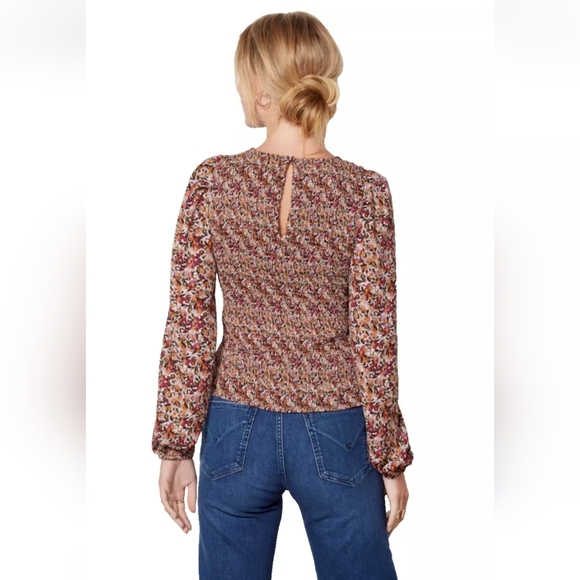 EVEREVE Margaret Floral Smocked Blouse Sz Small - Picture 3 of 13